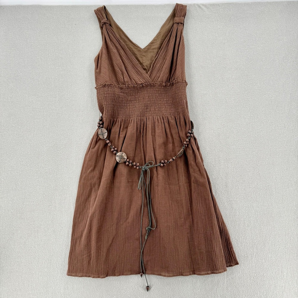 Rafaella 100% Cotton Beach Coconut Shell Beaded Belt Sun Dress Size 8